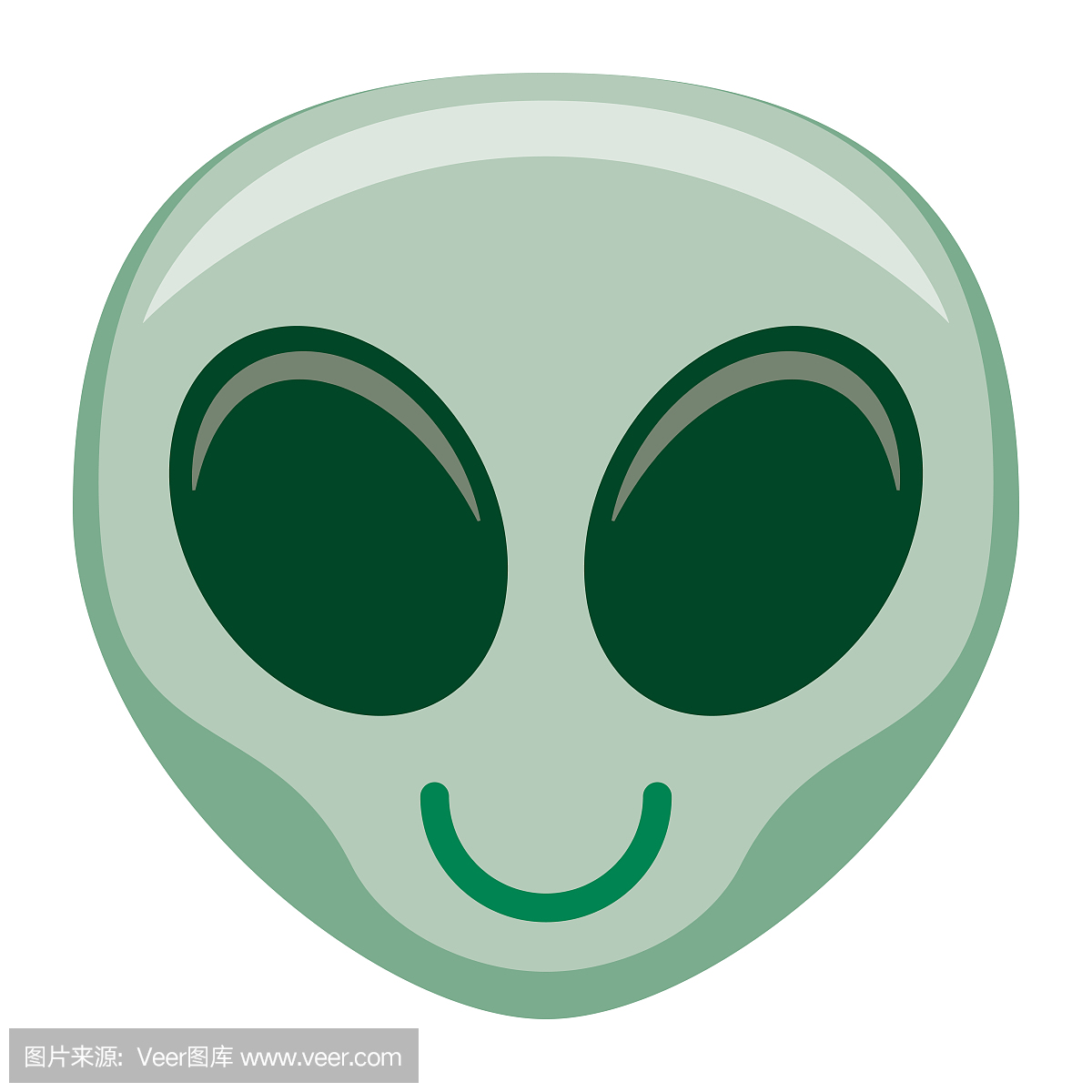 卡通外星人表情符号孤立在白色背景上