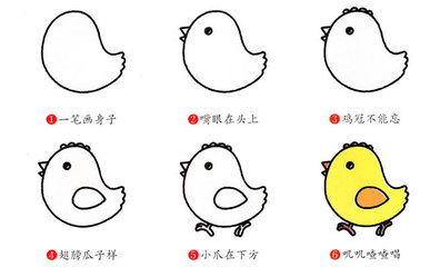 小鸡简笔画动物 小鸡动物简笔画步骤图片大全-33kb