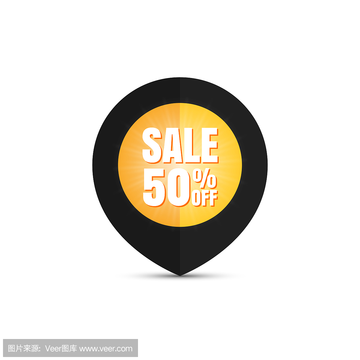 特价销售横幅。贴在黑色星期五地图上标记的符