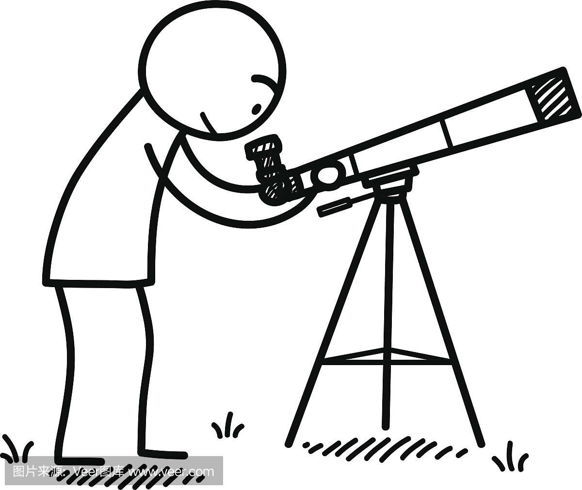 用望远镜观察星星涂鸦