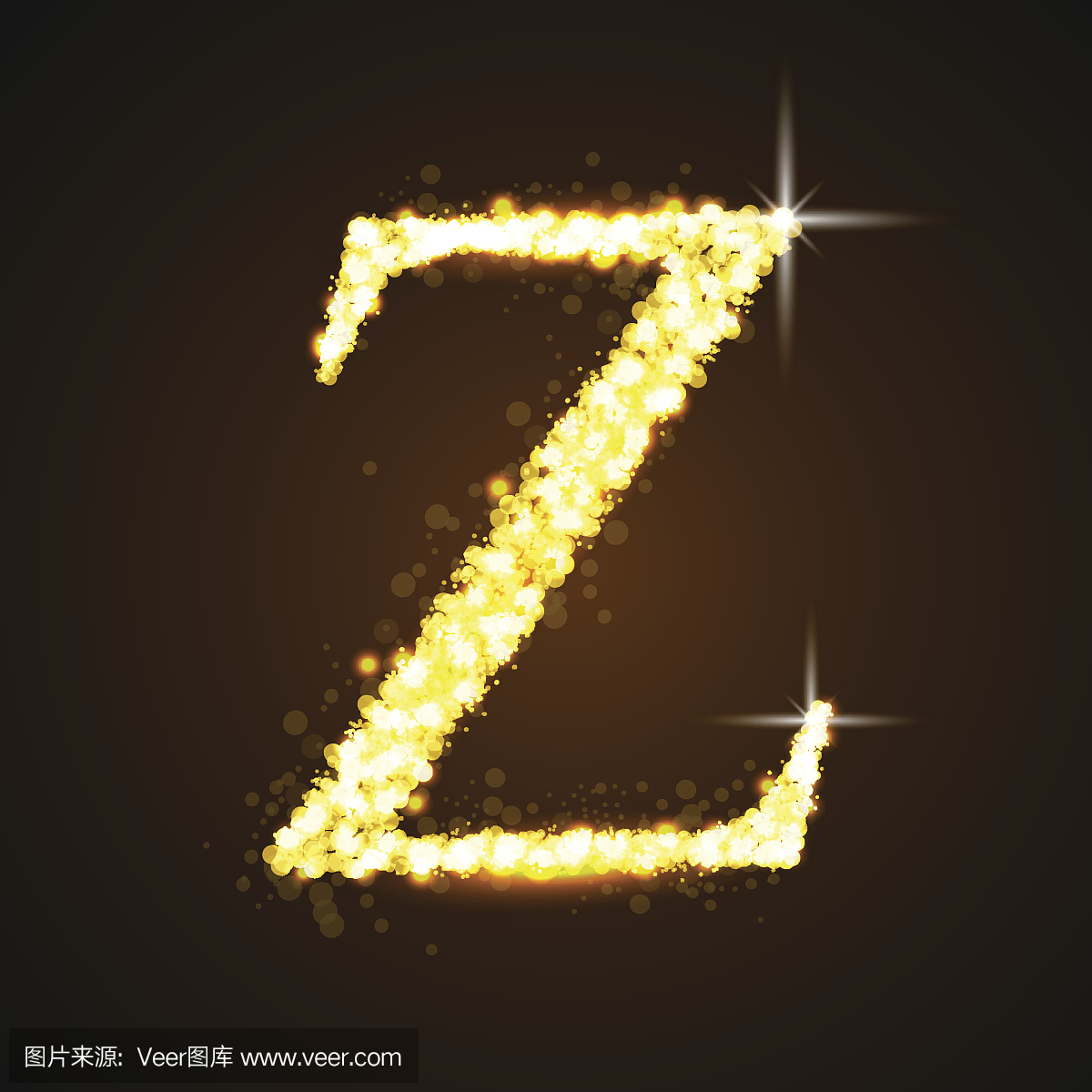 字母Z的金色闪闪的星星