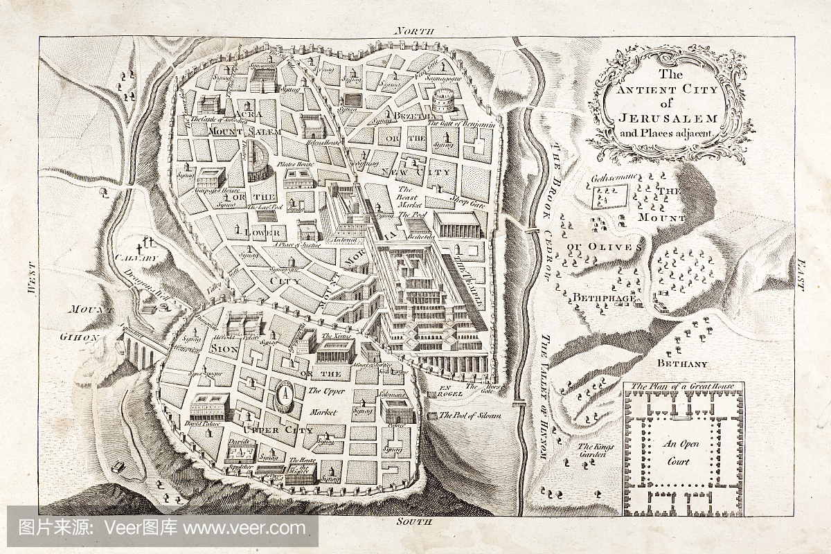 耶路撒冷1731年复古地图