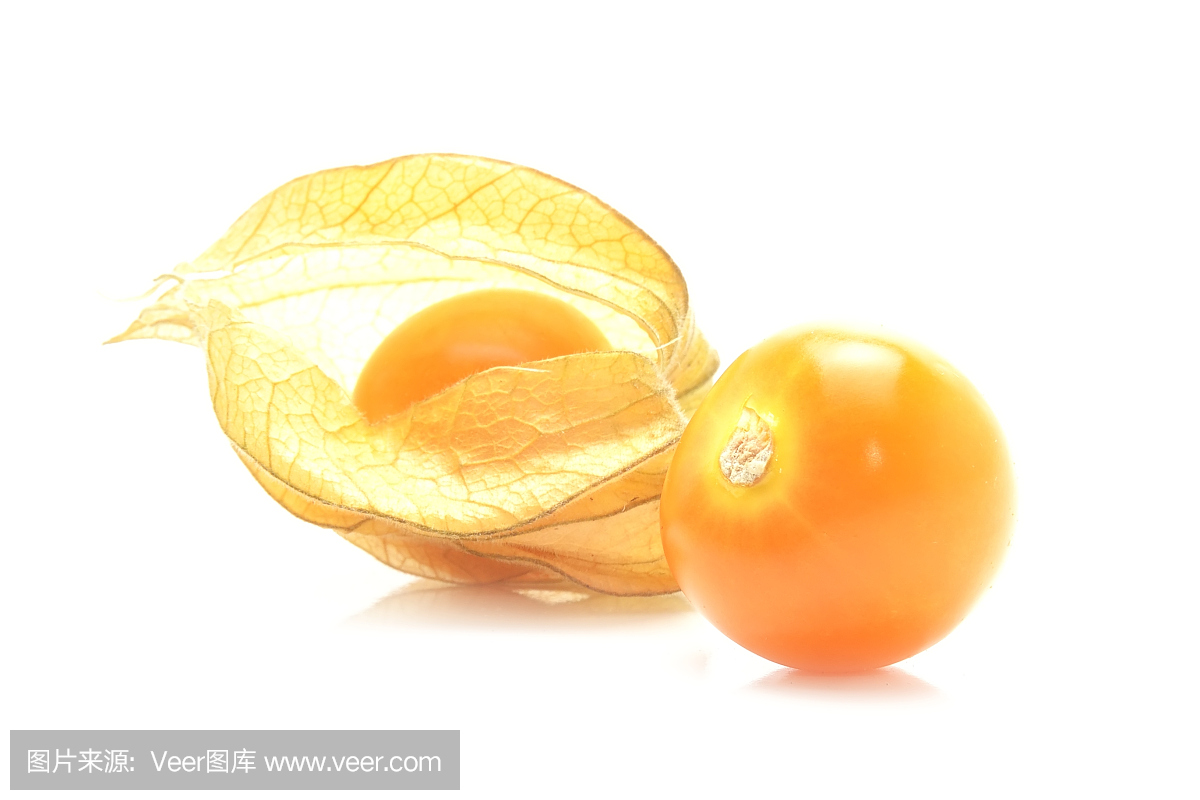 另外被称为中国灯笼被隔绝在白色背景的水果水