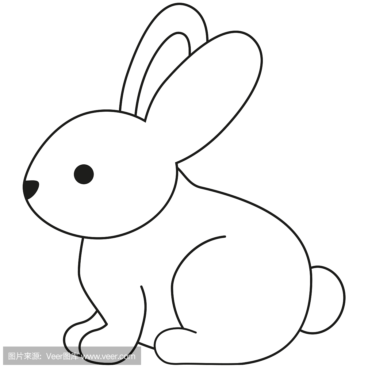Line art black and white rabbit bunny icon poste