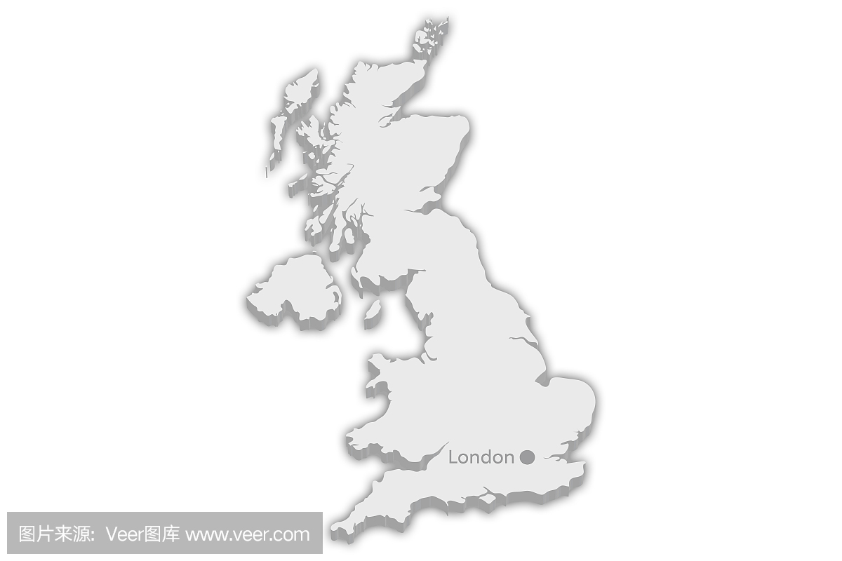 国家地图:英国与城市标记伦敦