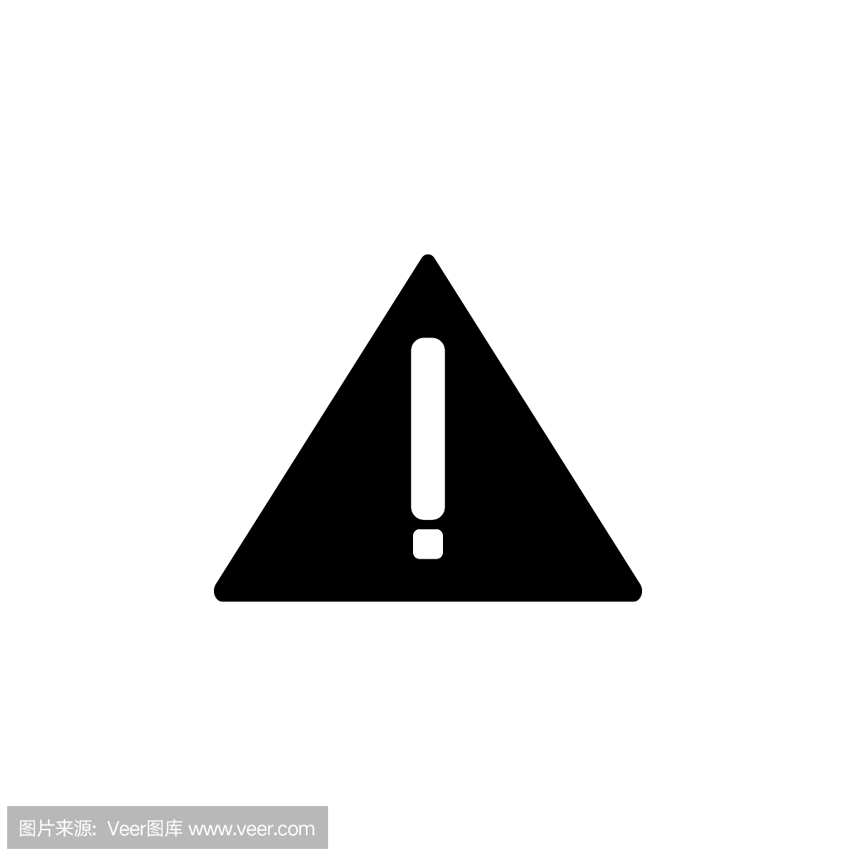 三角形图标中的感叹号。简约图标移动概念和w