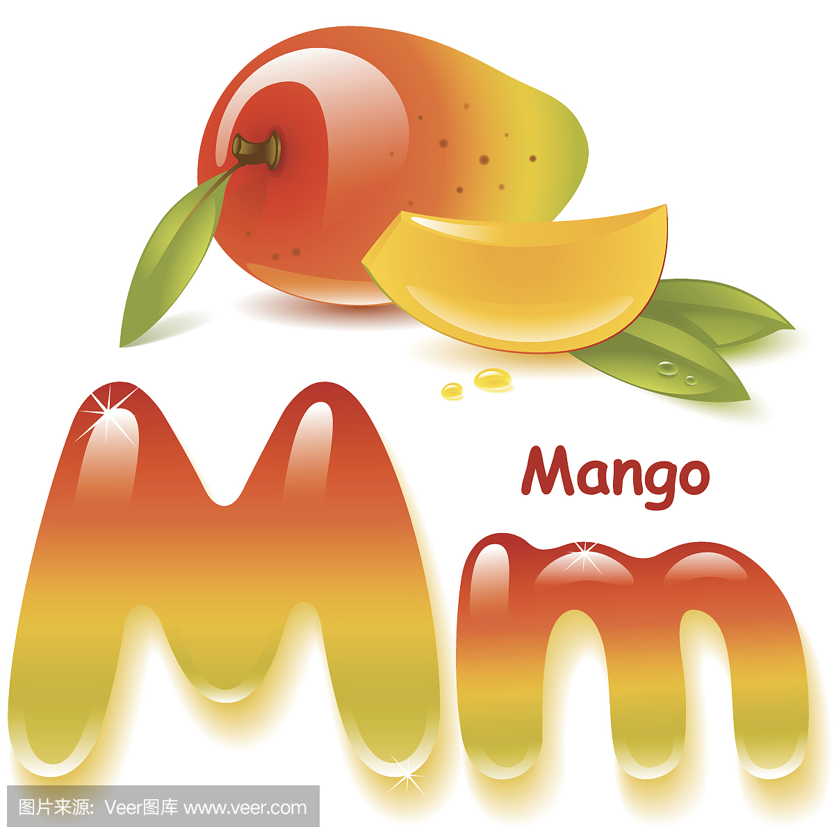 芒果,芒果果实,英文字母M,M字母的