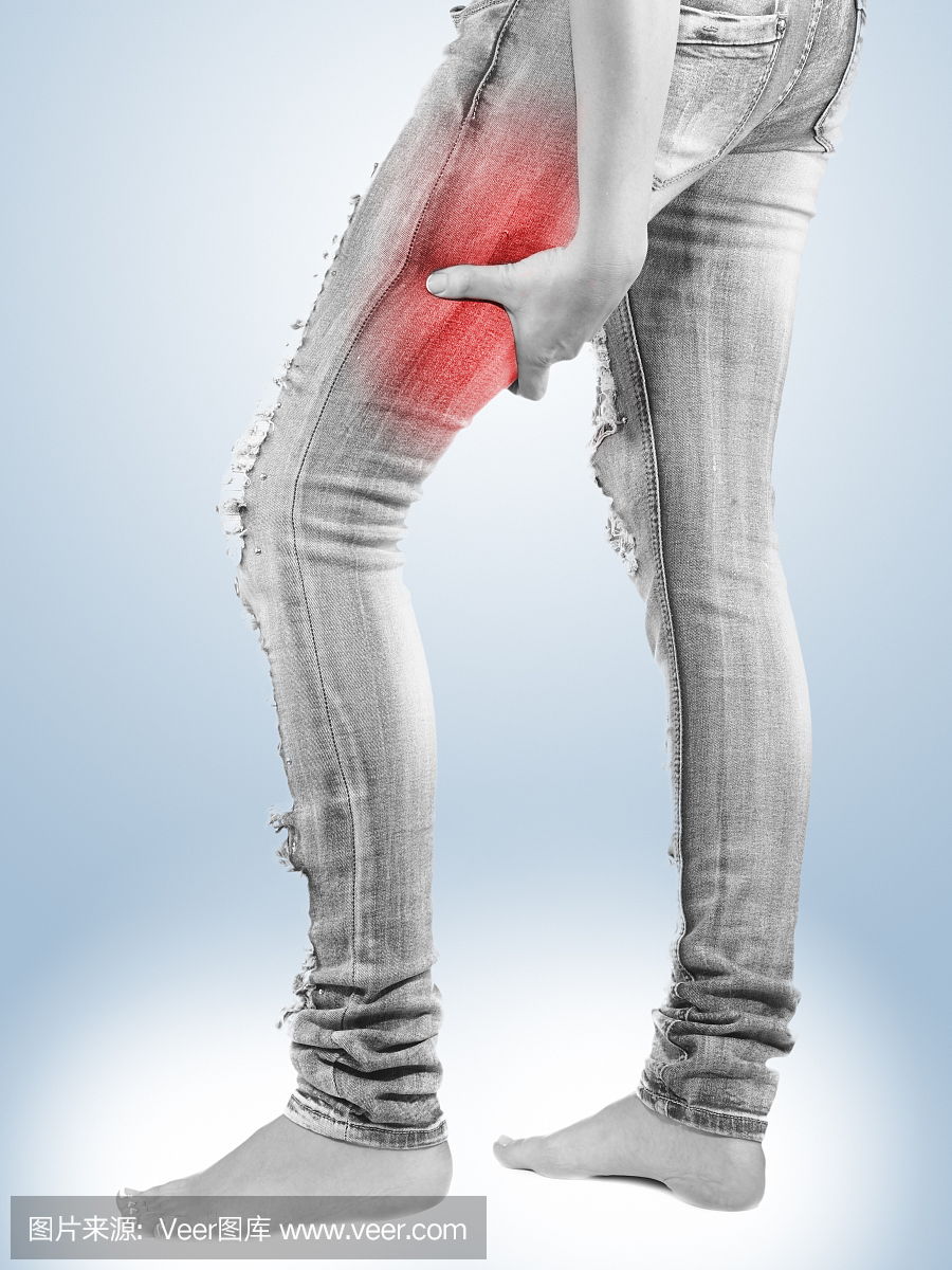 人体筋腿疼痛伴有解剖损伤。