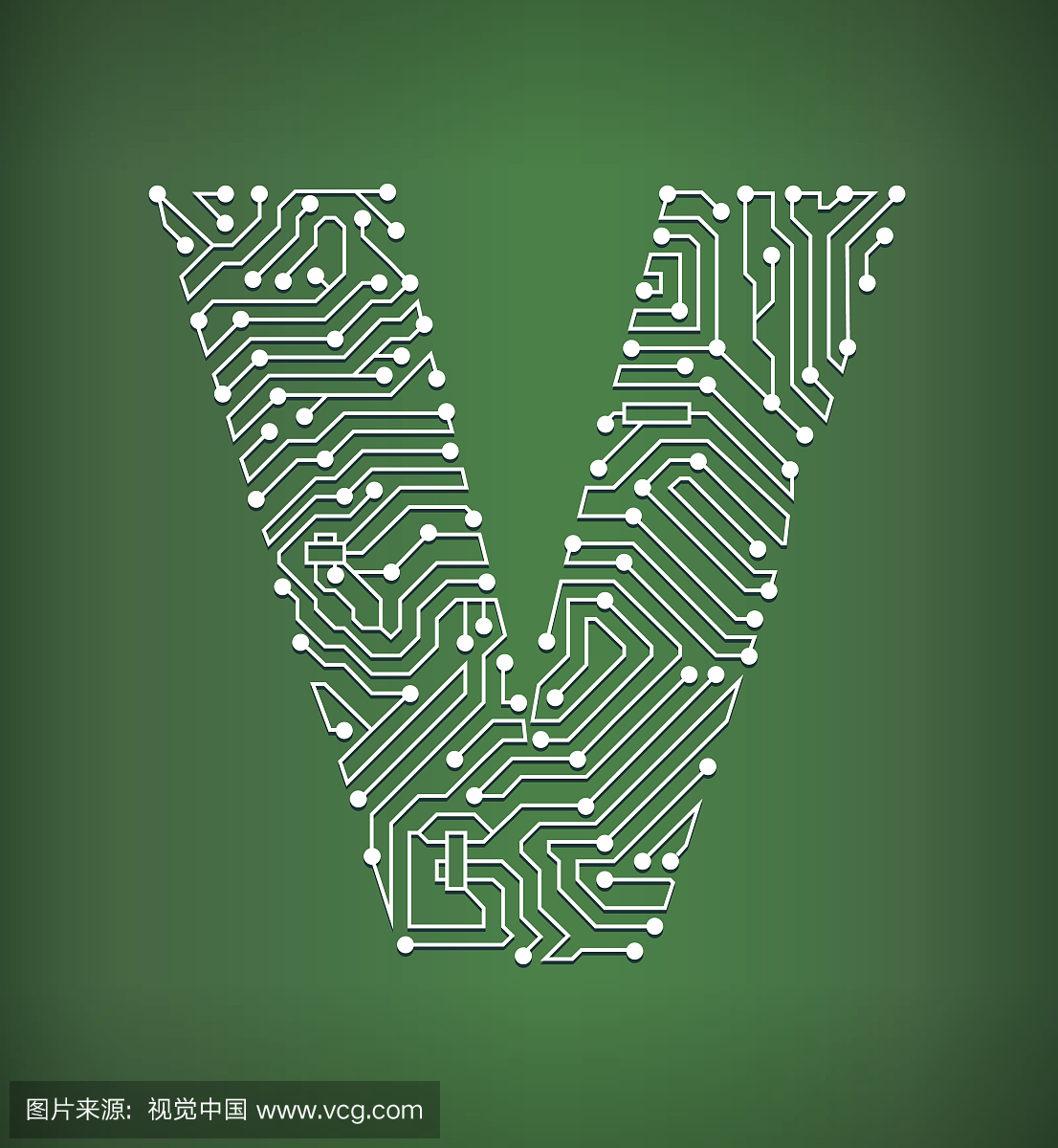 字母V电路板版税免费矢量艺术背景