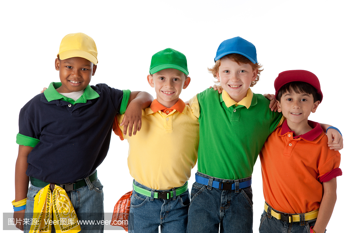多元化:小组儿童小伙伴友谊腰围