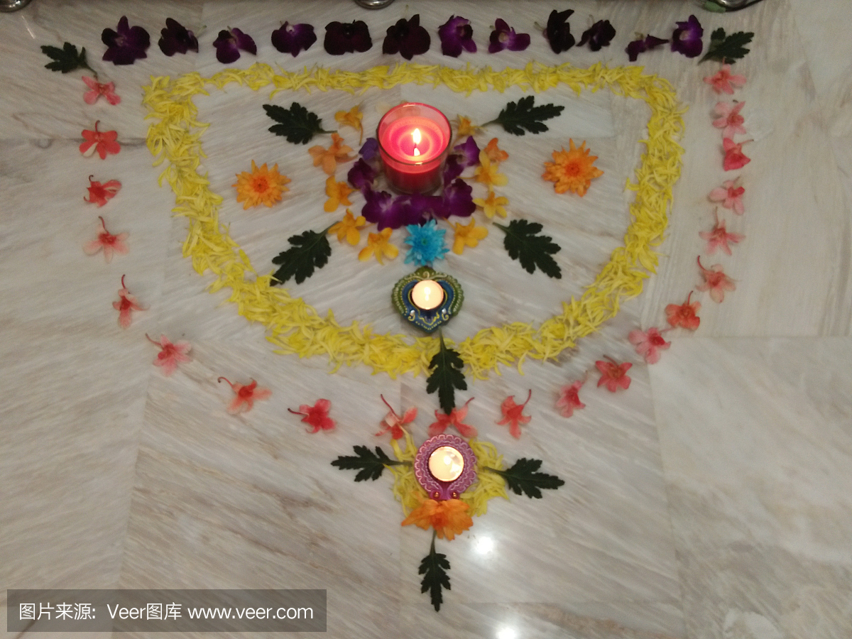 美丽的花卉风格Kolam Design for Deepavali