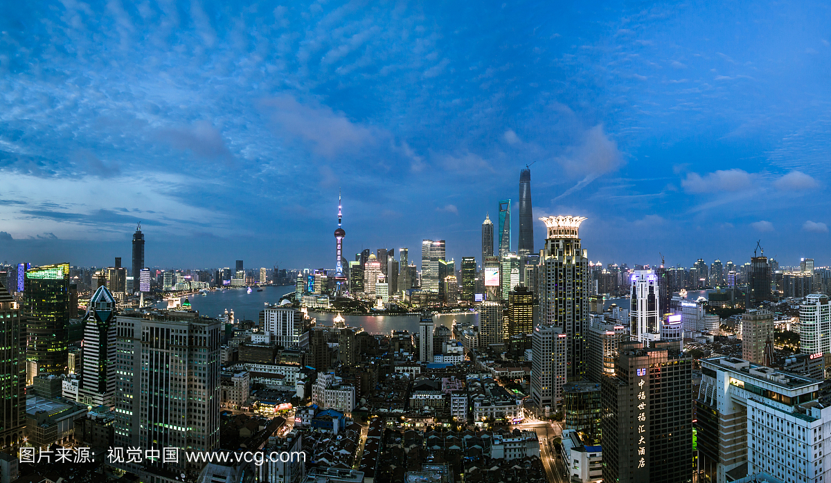 上海城市风光地标建筑 外滩全景