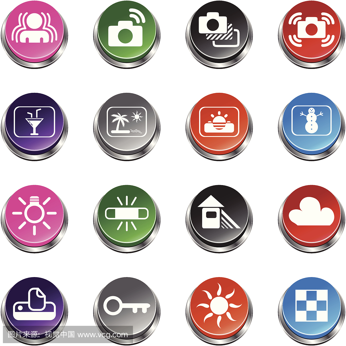 单反相机符号集3 - 3D按钮系列