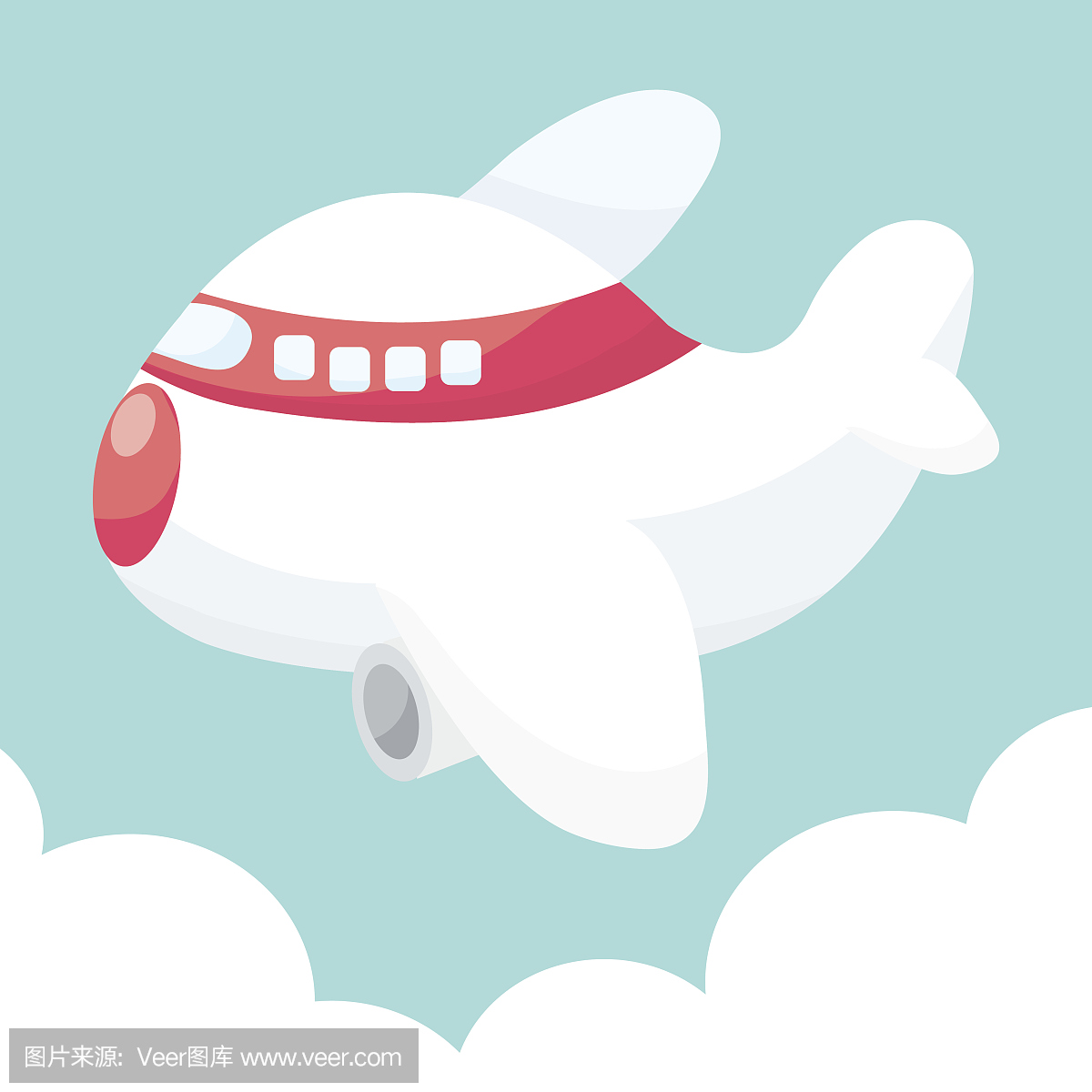 卡通飞机在天空