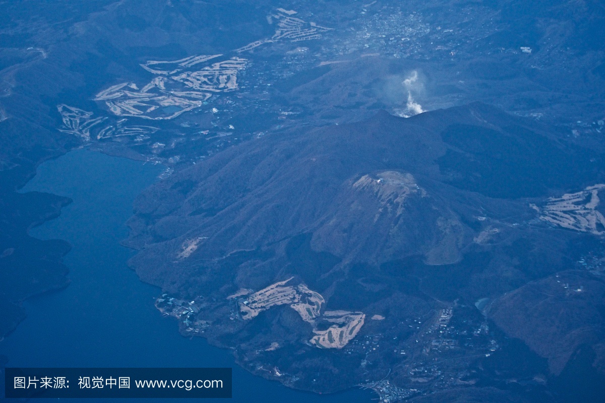 公吨。日本神奈川县箱根町箱根,活火山和芦之