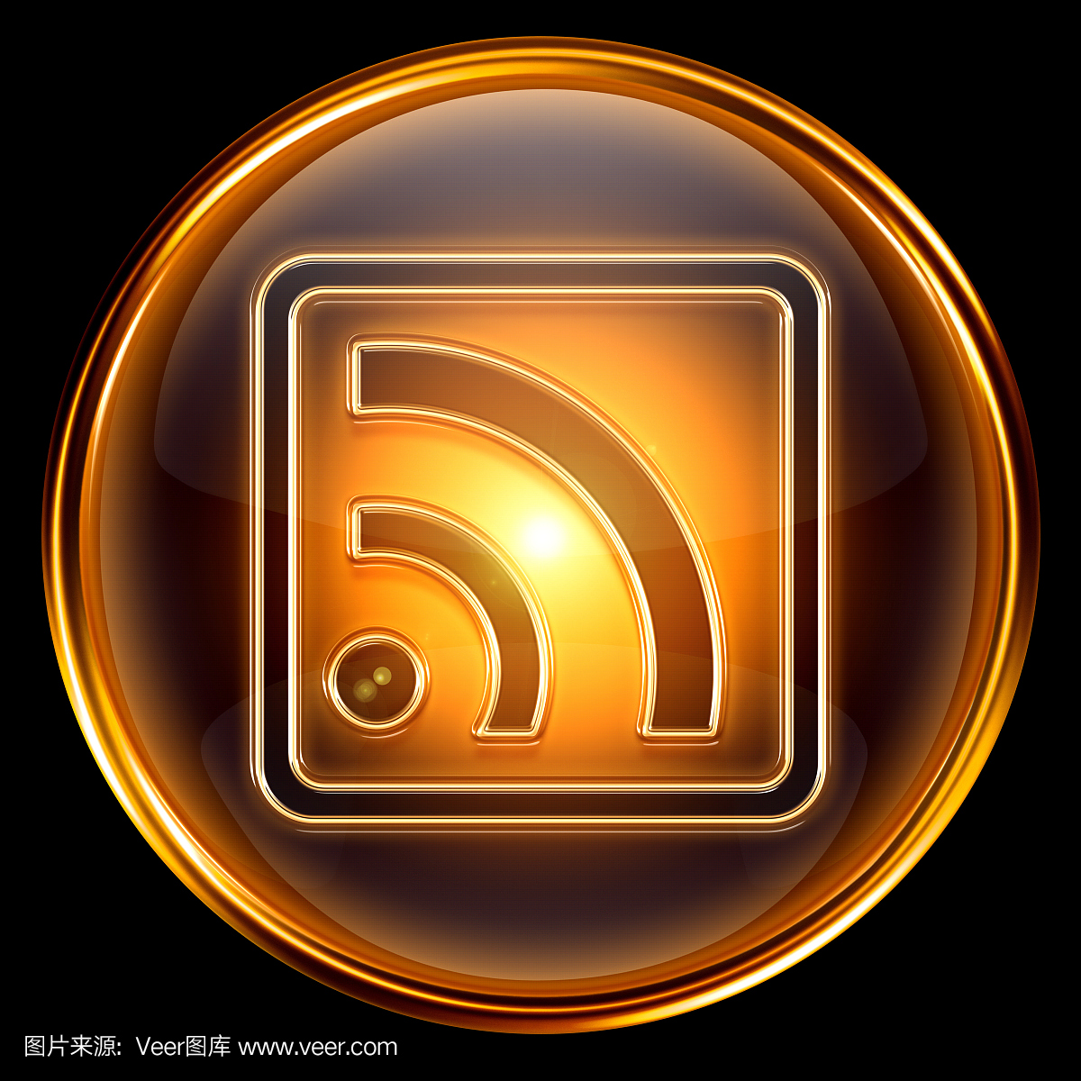 WI-FI图标金色,孤立在黑色背景上