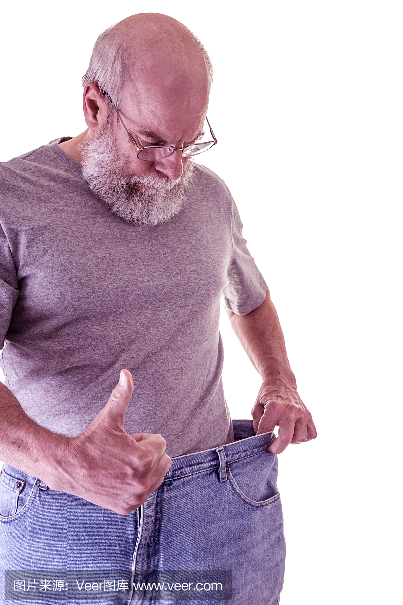 大拇指减肥老人与太大的牛仔裤