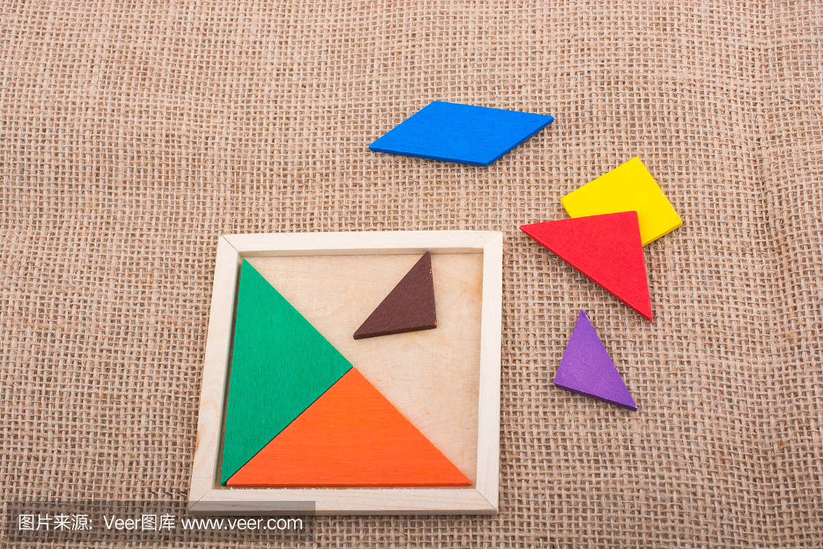 Pieces of a square tangram puzzle