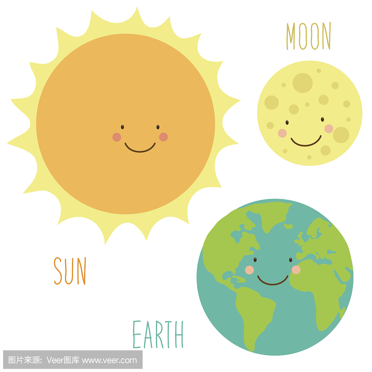 行星可爱的微笑卡通人物