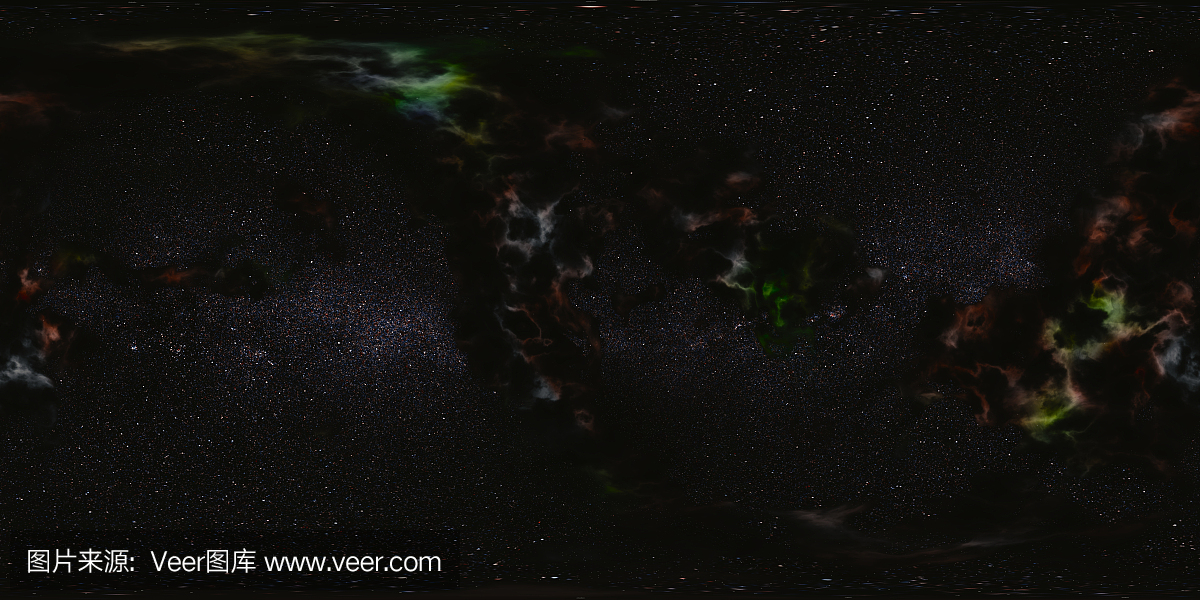 HDRI空间环境地图,球形全景背景与星星和星云