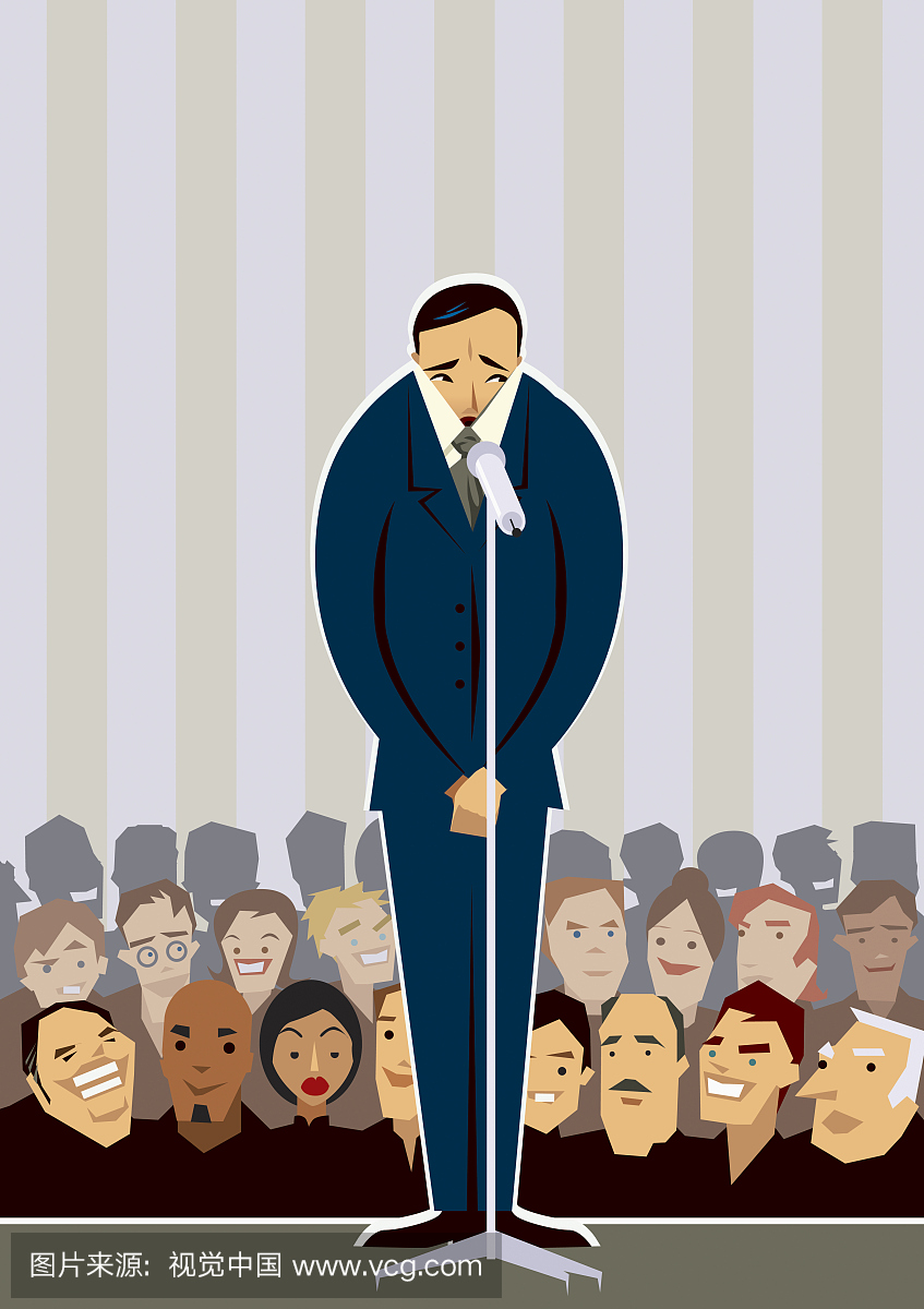 Shy Businessman Giving Speech