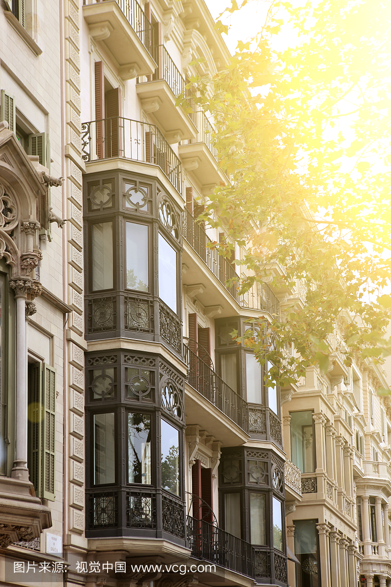 ig de Gracia的住宅建筑立面,西班牙巴塞罗那的