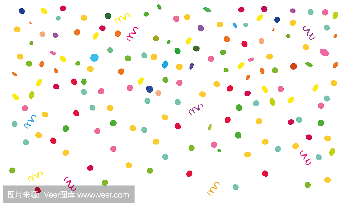 Confetti rain with streamers Party background with confetti