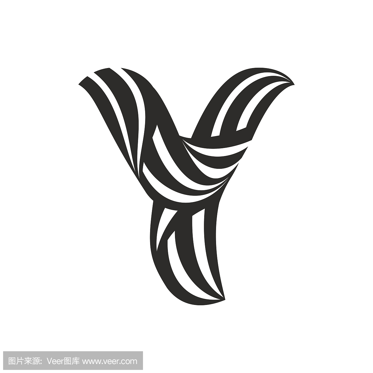 由扭曲线形成的Y字母图标。