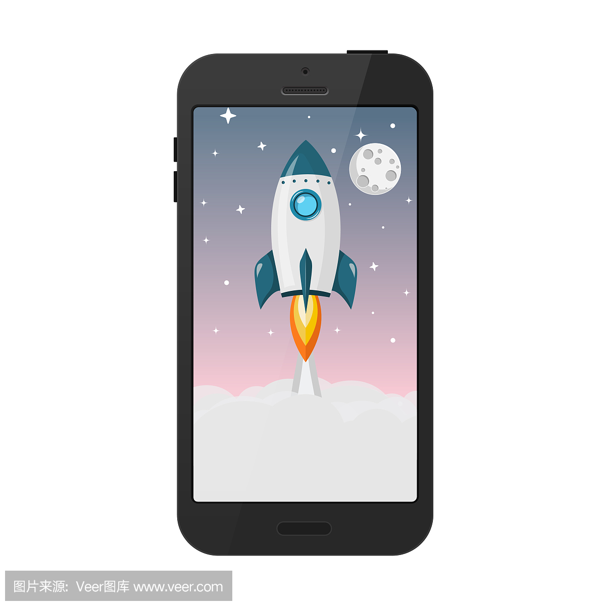 火箭发射从智能手机平面设计