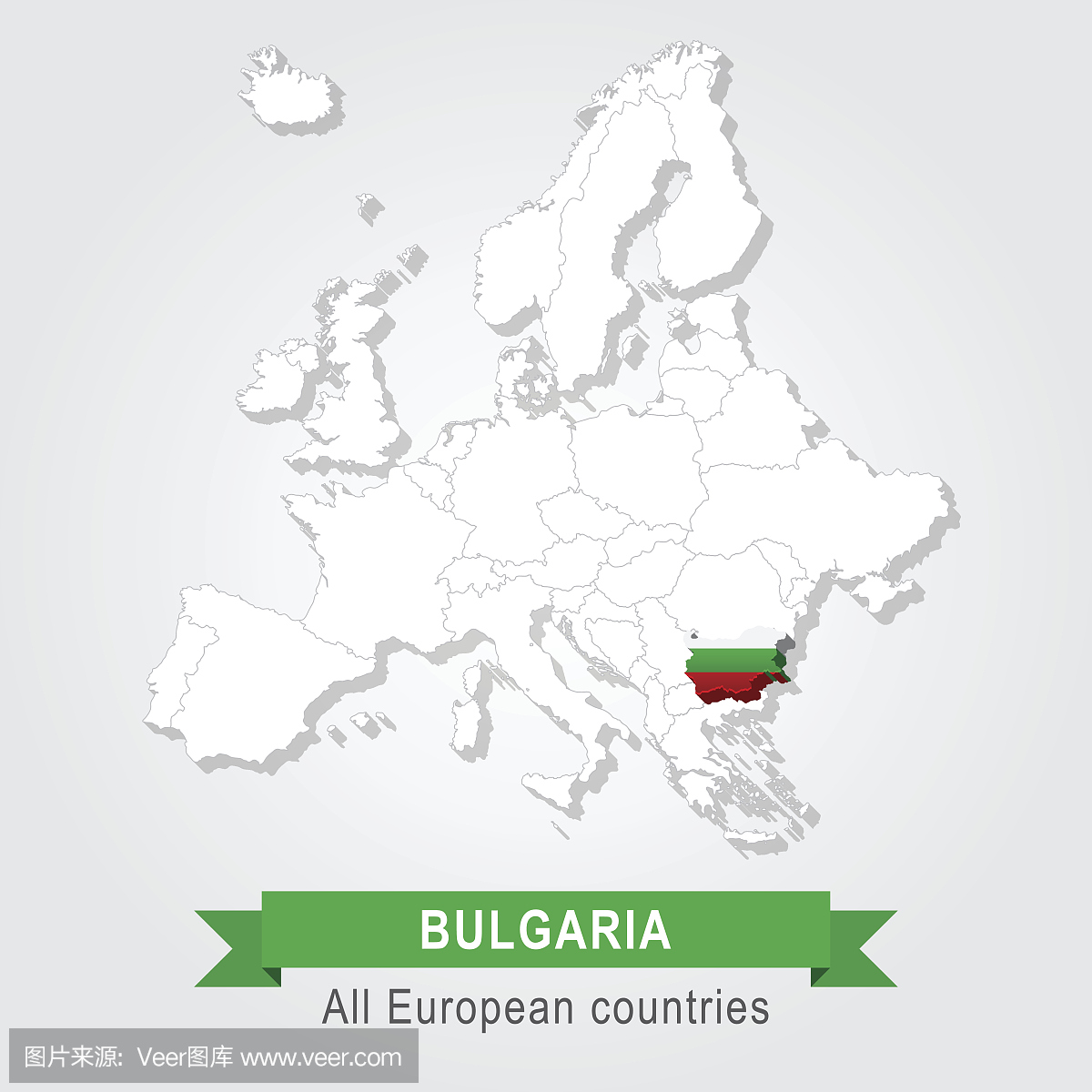 保加利亚。欧洲行政图。