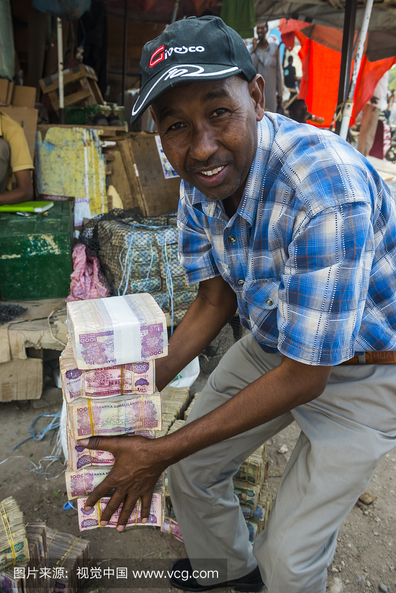 哈尔格萨,索马里兰,索马里,非洲市场的货币兑换