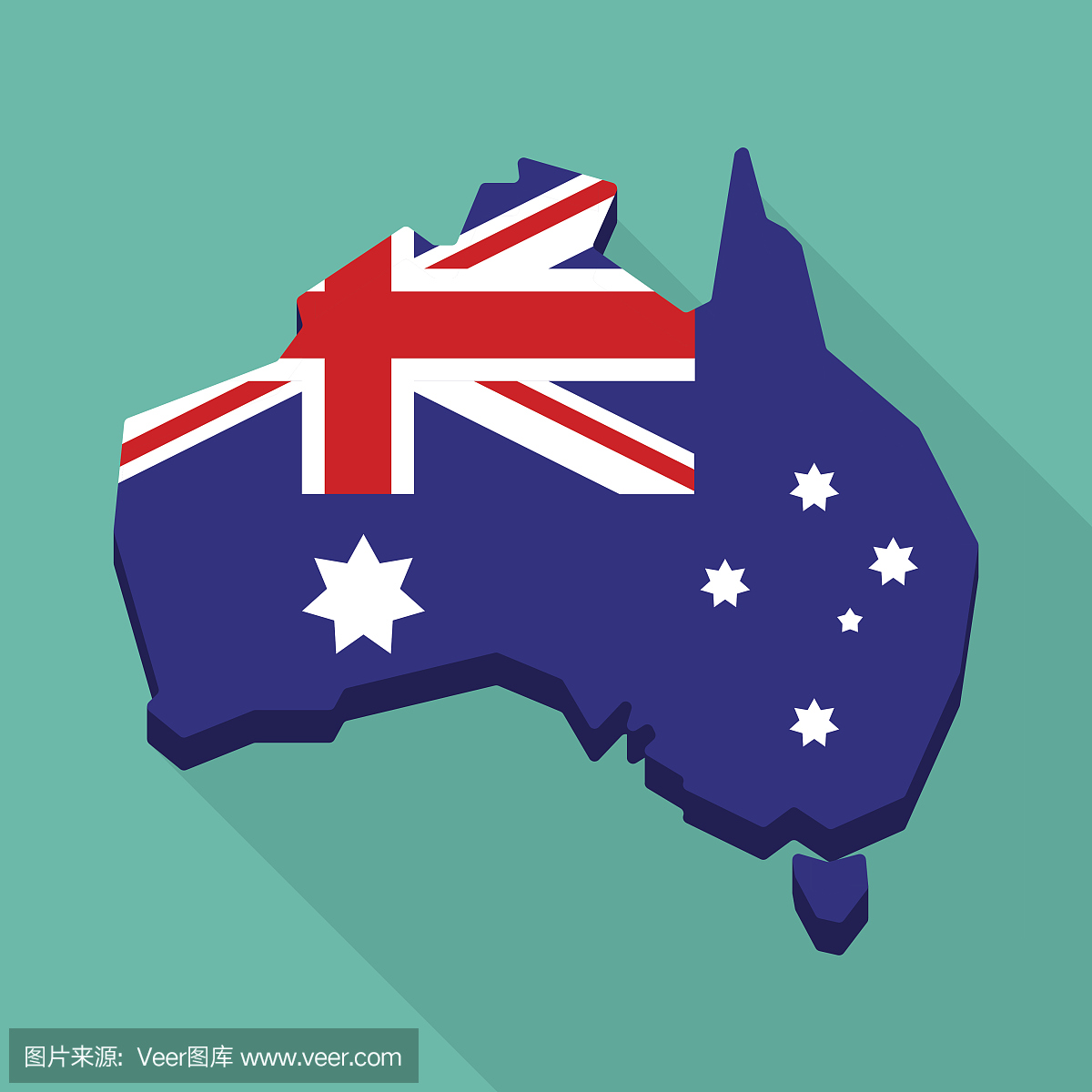 澳大利亚地图与国旗