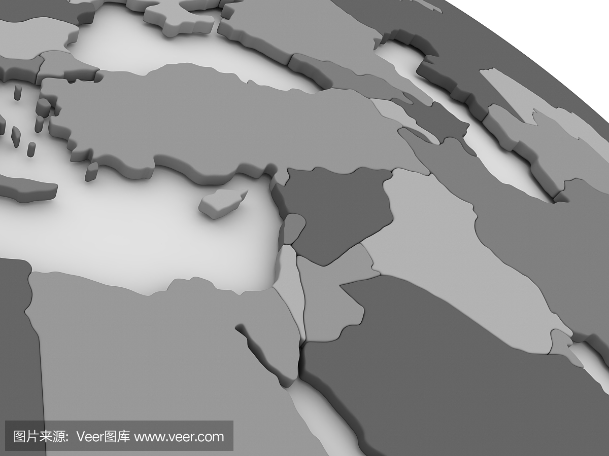 中东灰色3D地图