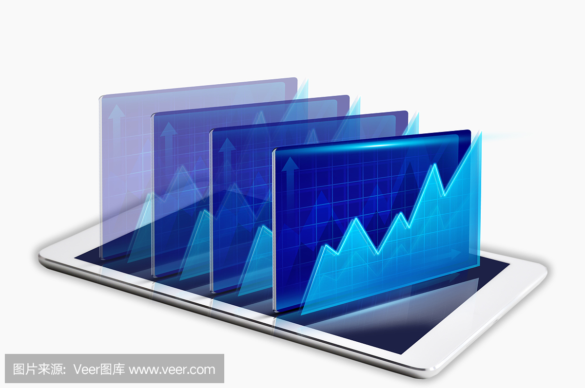 数字平板电脑与证券交易所图表表明金融新闻概