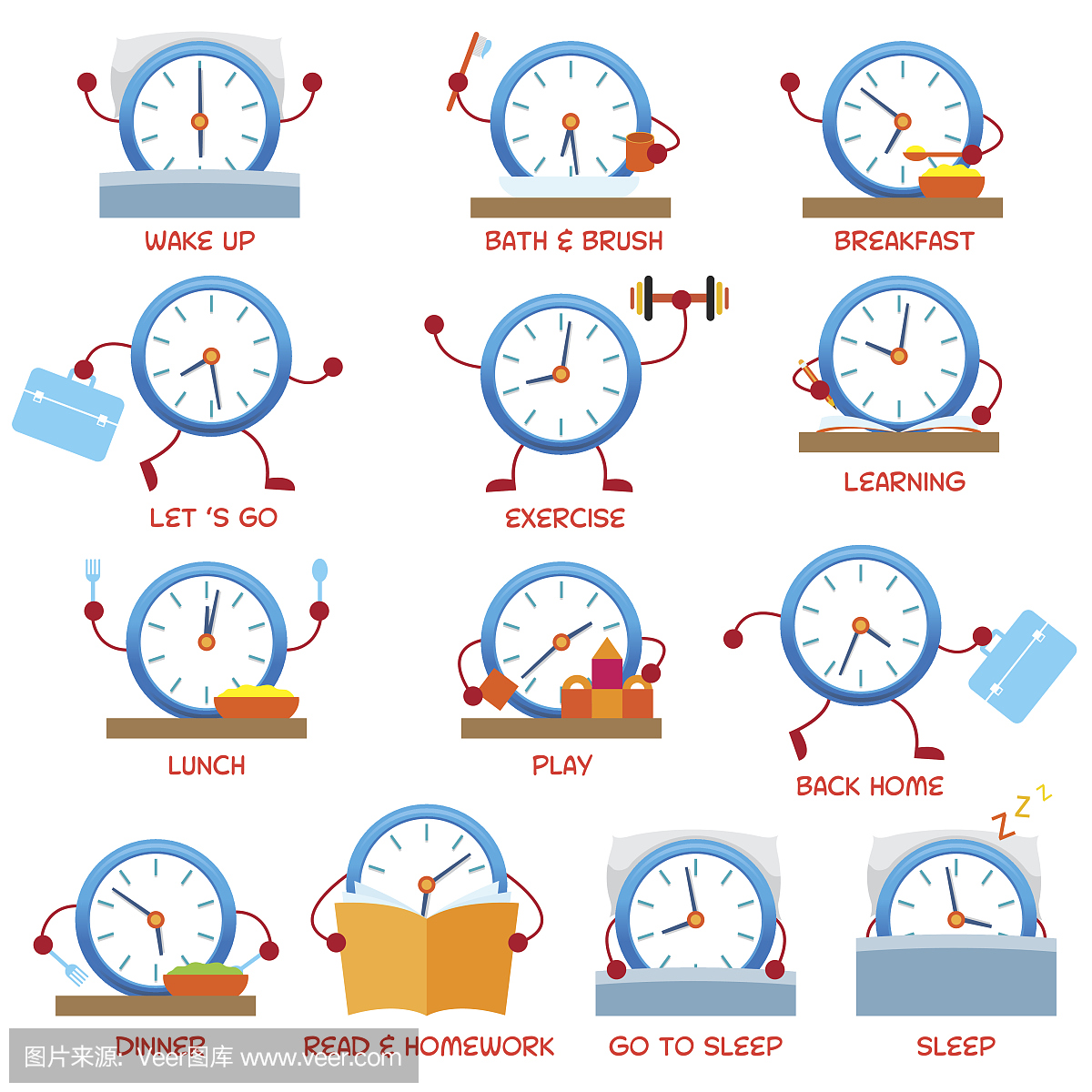 时钟字符日常程序,时间表