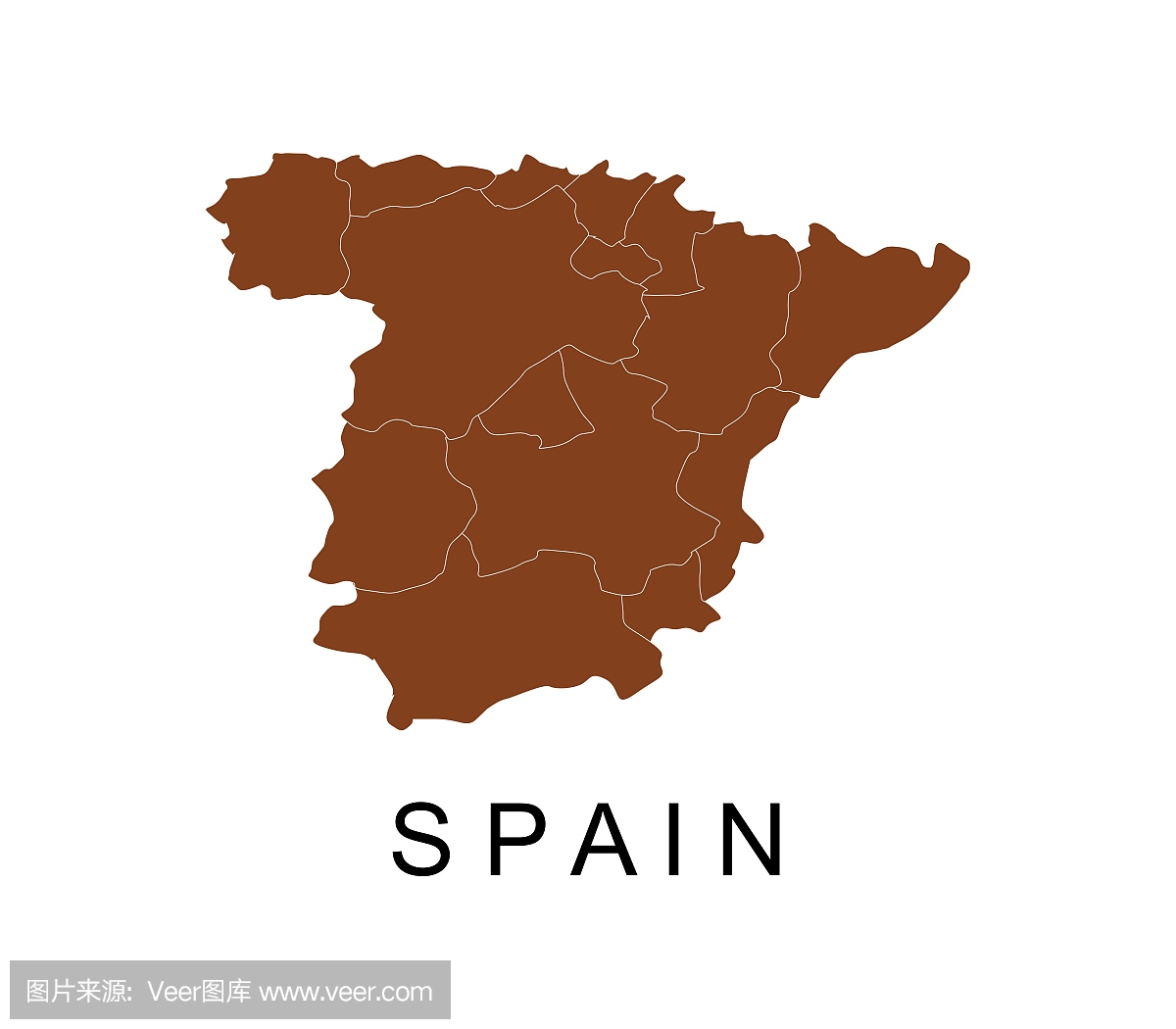 与地区的西班牙地图