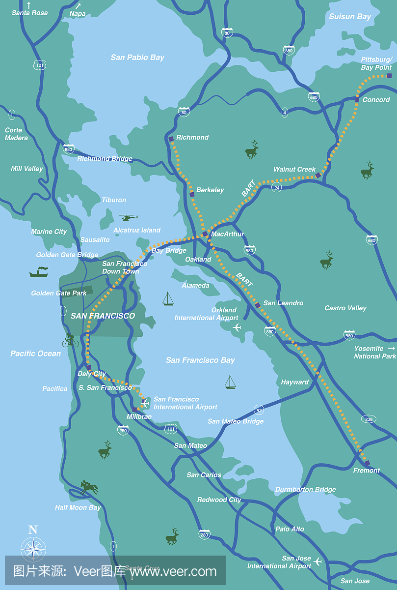 旧金山湾区地图
