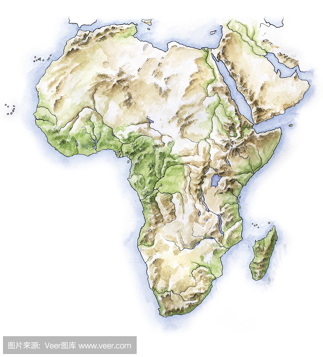 非洲手绘地图