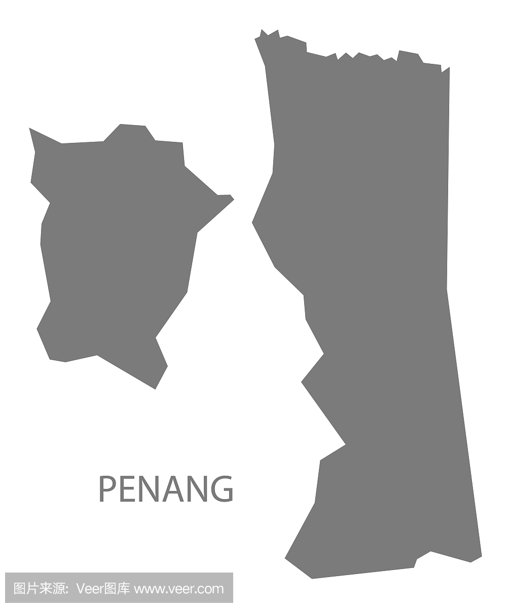 槟城马来西亚地图灰色