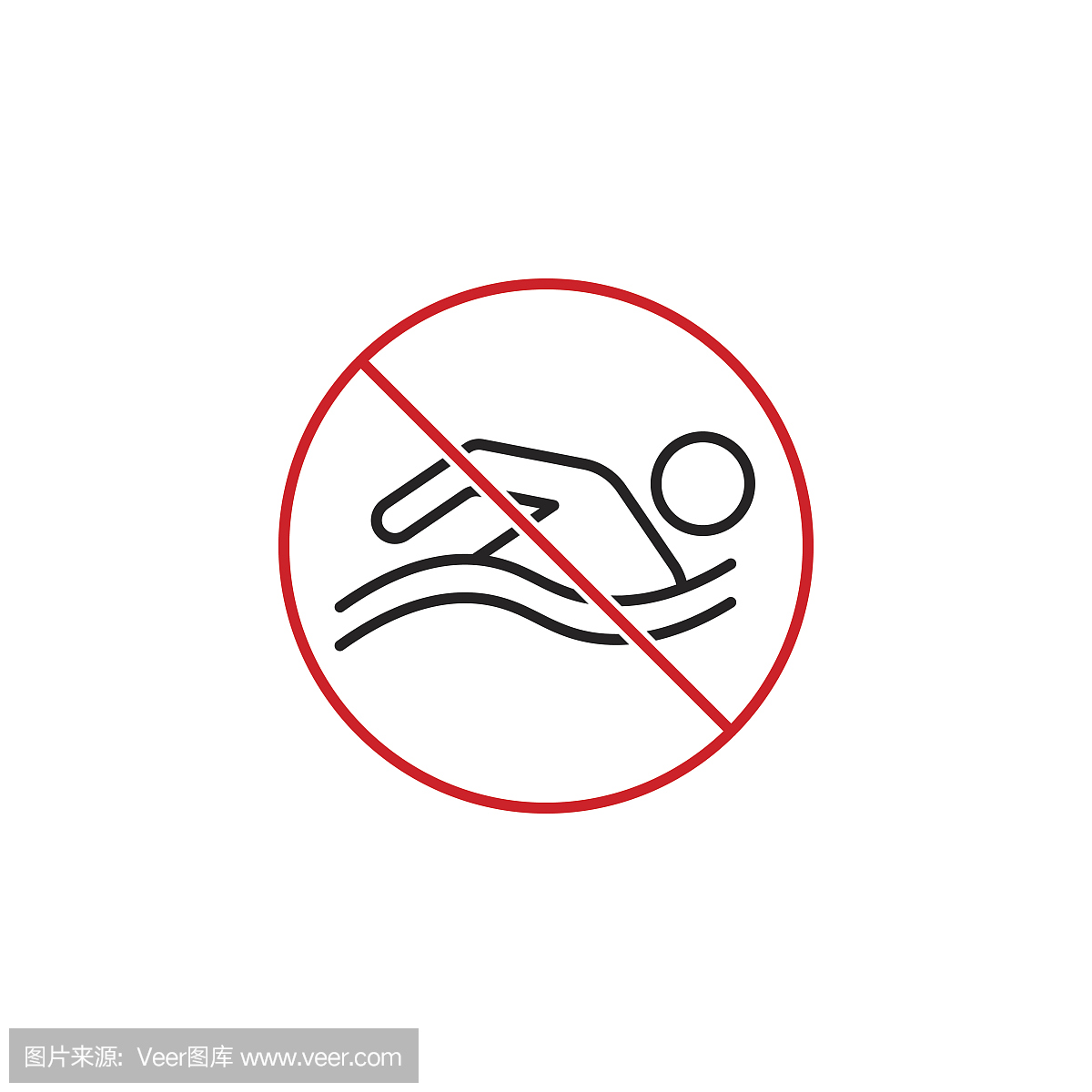 no swimming sign on white background