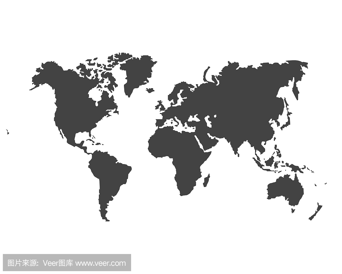 空白灰色类似的世界地图被隔绝在白色背景。