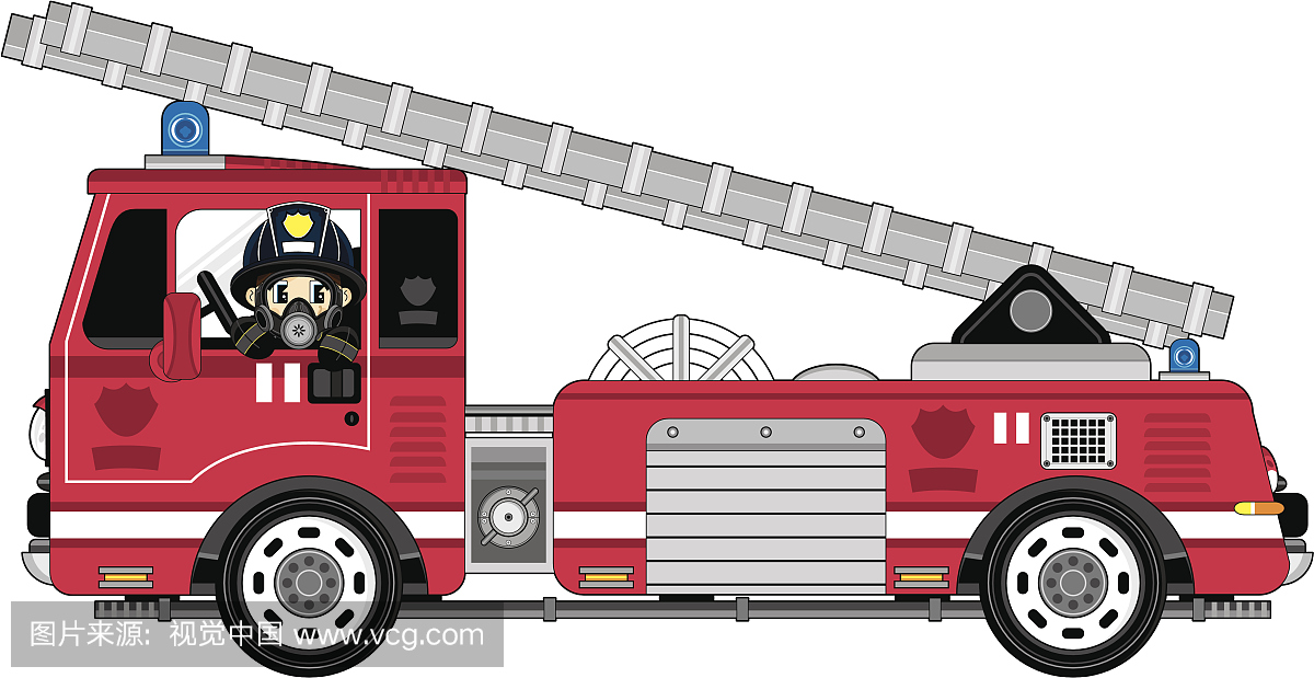 Respo消防员与消防车