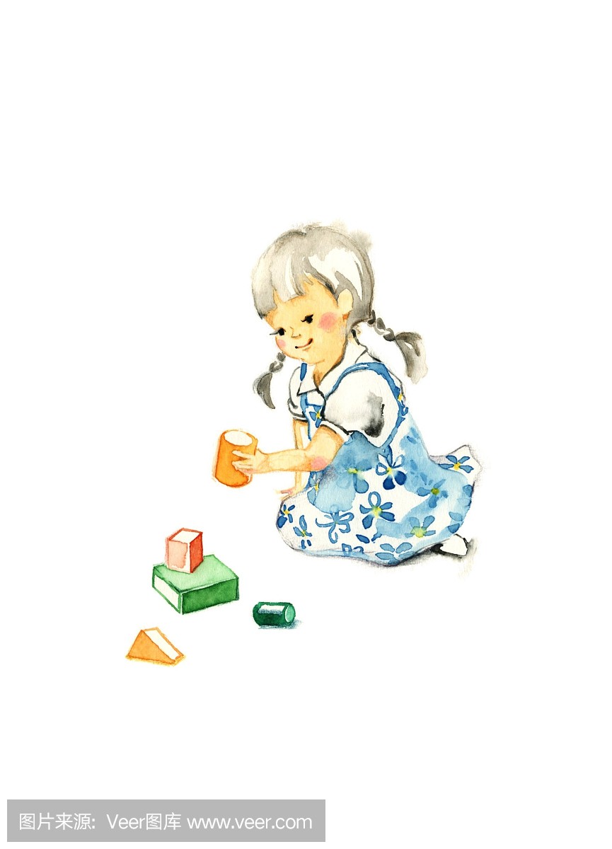 可爱的,积木,水彩画案例,幼儿园幼儿园搭积木颜料v积木图片