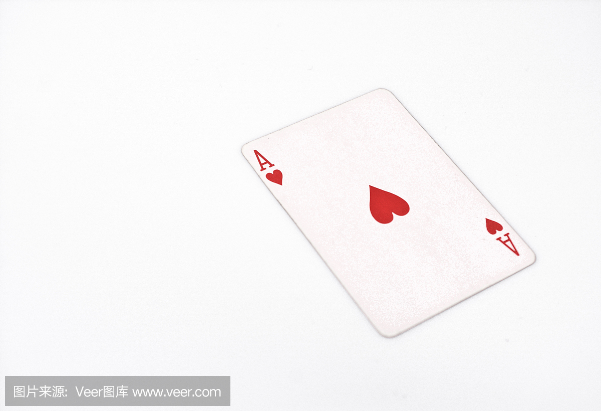 扑克牌水平尺寸。在白色背景上的ace的ace,co