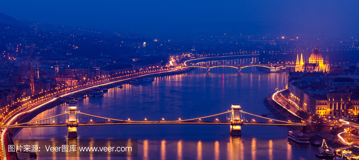 布达佩斯,多瑙河的夜景