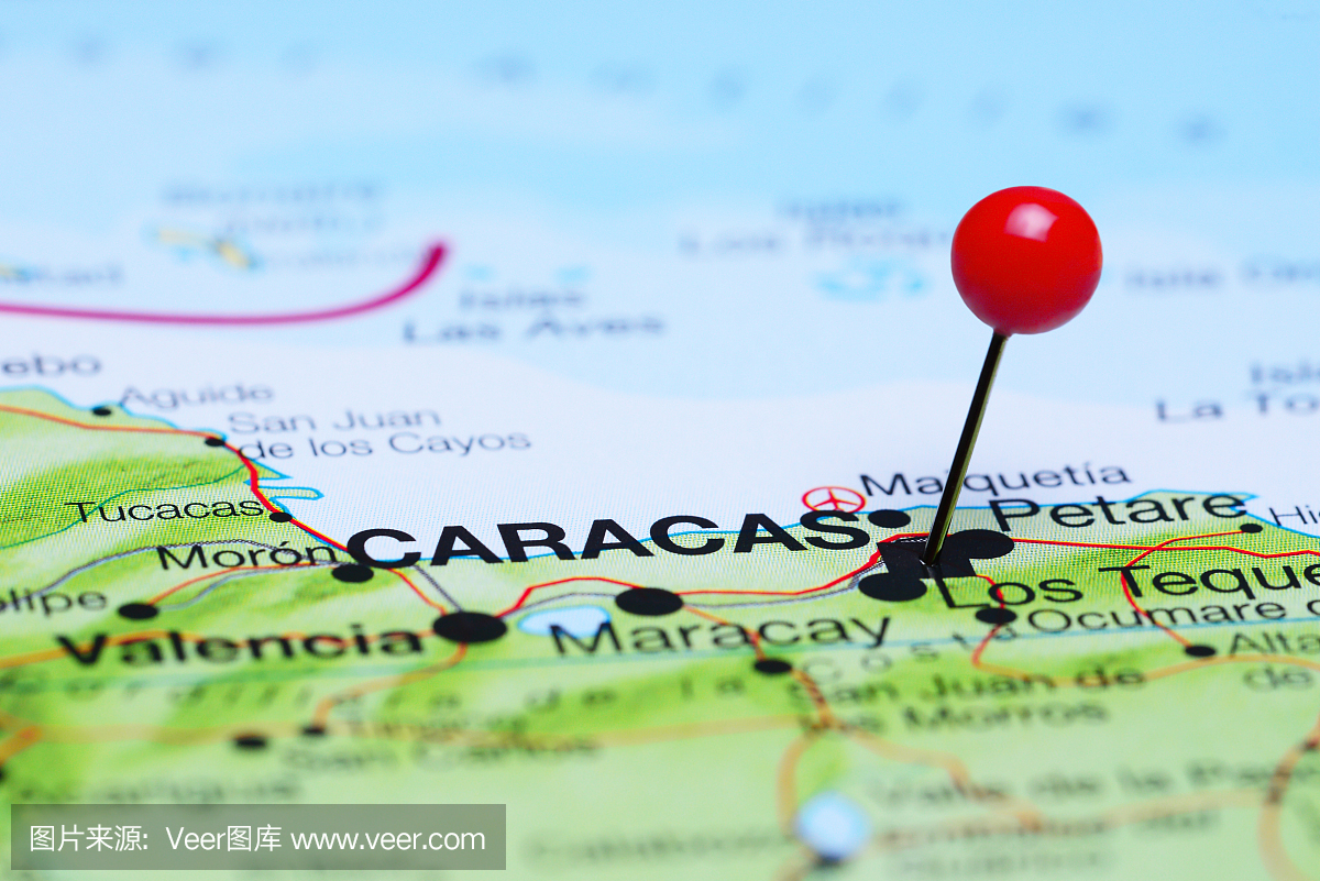 加拉加斯固定在美国地图上