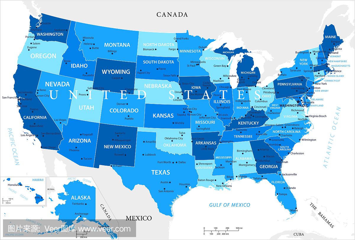 美国地图 - 向量