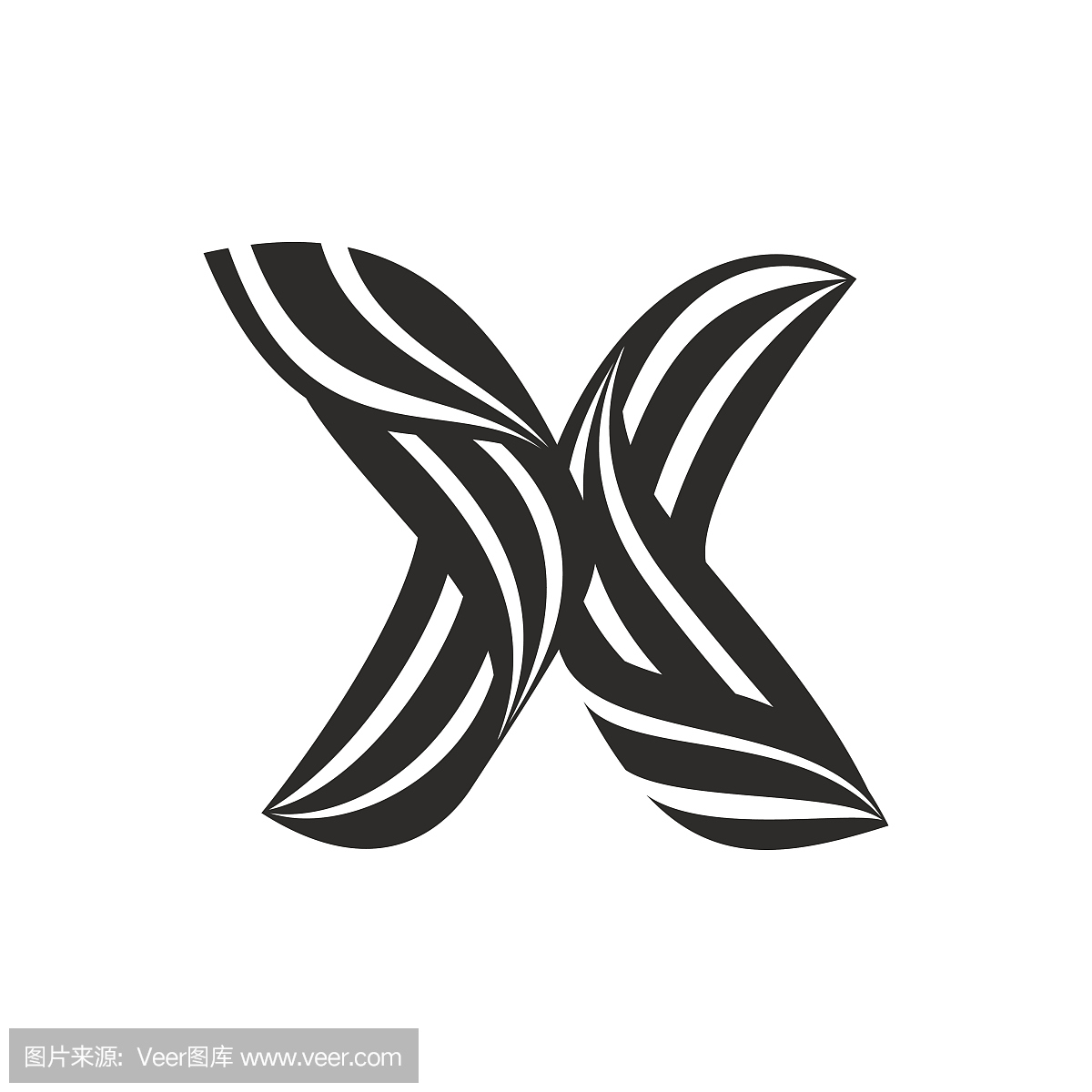 由扭曲线形成的X字母图标。
