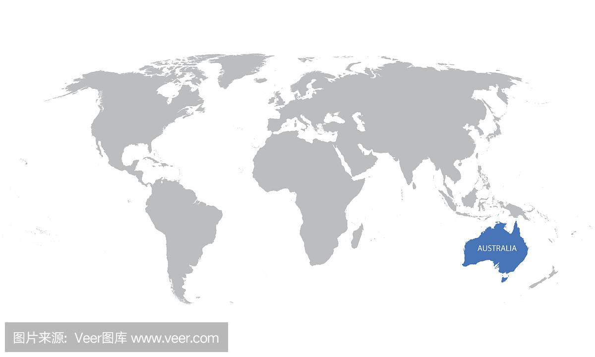 世界地图与澳大利亚的指示