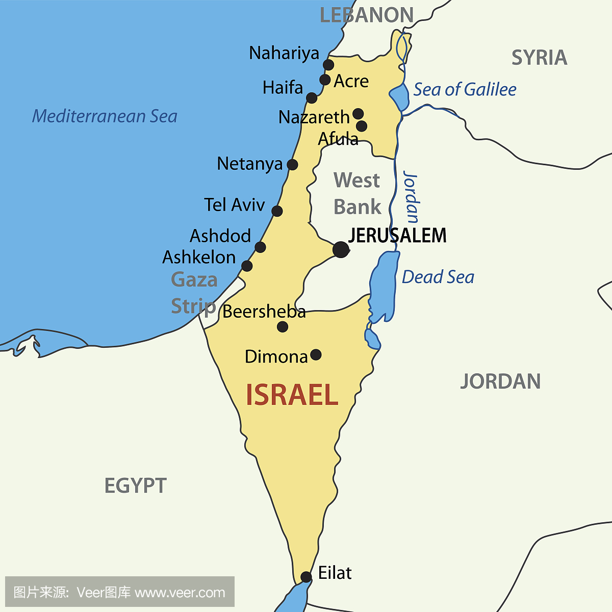 以色列 - 矢量地图
